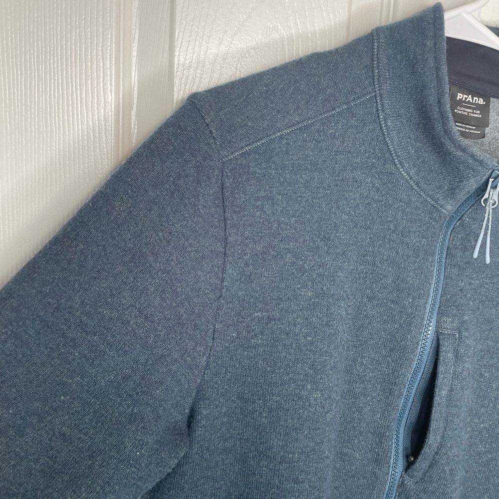 Prana Route Tracker Full Zip Sweater Jacket Gorpcore Hiking Comfy Cozy in Blue M - Picture 6 of 12